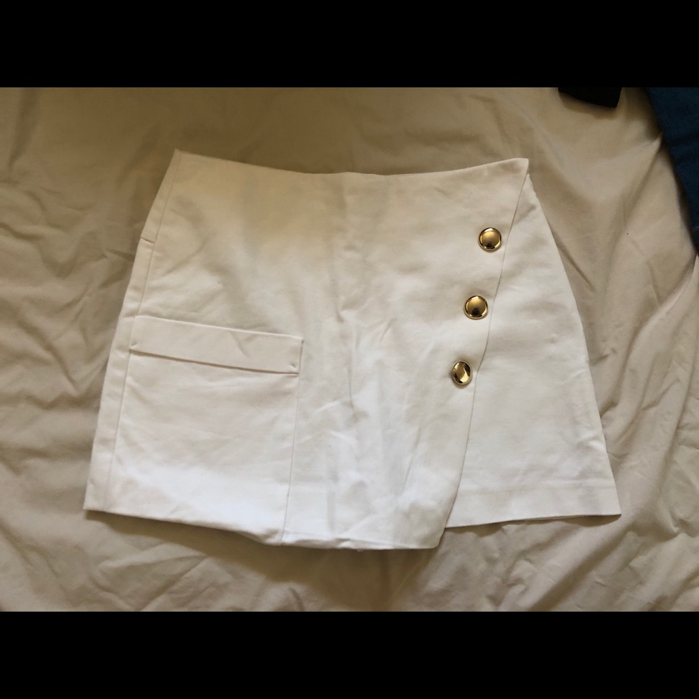 White Skort with Gold Buttons